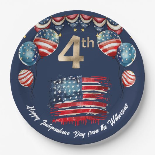 Vaterländische Feier am 4. Juli zum Marineblau Pappteller (Vorderseite)