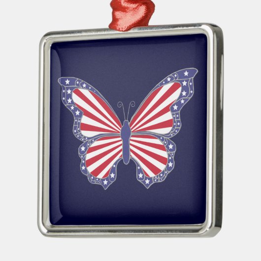 Vaterländische Rot-Weiß- und Blauer Schmetterling- Silbernes Ornament (Links)