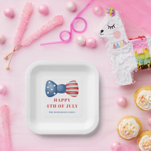 Vaterländische Rot-, Weiß- und Blauschwanz 4. Juli Pappteller (Party)