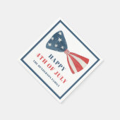 Vaterländische Rot-, Weiß- und Blauschwanz 4. Juli Serviette (Ecke)