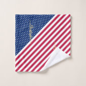 Vaterländische Rote Blaue Streifen Mit Monogramm Badhandtuch Set (Waschlappen)