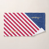 Vaterländische Rote Blaue Streifen Mit Monogramm Badhandtuch Set (Handtuch)