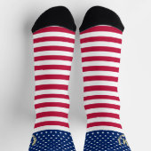 Vaterländische Rote Blaue Streifen Mit Monogramm Socken (Oben)