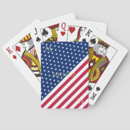 Vaterländische Rote Blaue Streifen Mit Monogramm Spielkarten