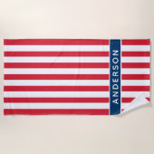 Vaterländische Rote Streifen Individuelle Name Strandtuch (Vorderseite)