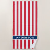 Vaterländische Rote Streifen Individuelle Name Strandtuch (Vorderseite)