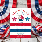 Vaterländische Rote und Blaue Sterne 4. Juli Einladung