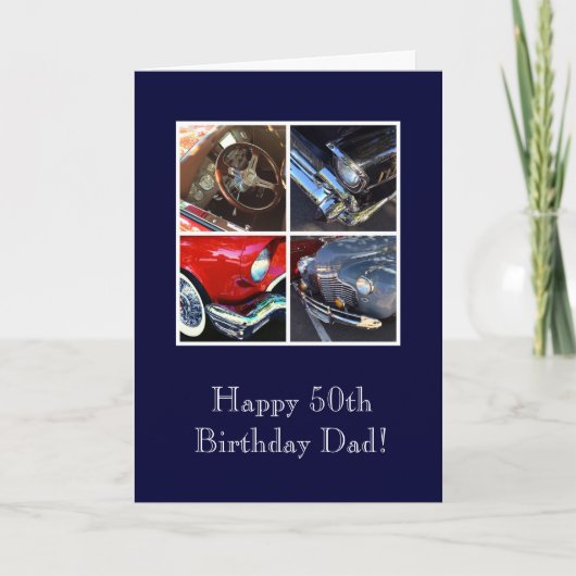 Vaters 50. Geburtstag Oldtimer Karte (Vorderseite)