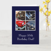 Vaters 50. Geburtstag Oldtimer Karte (Gelbe Blume)
