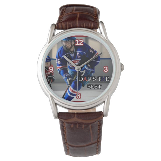 Vaters beste Hockey Brown Leather eWatch Armbanduhr (Vorderseite)