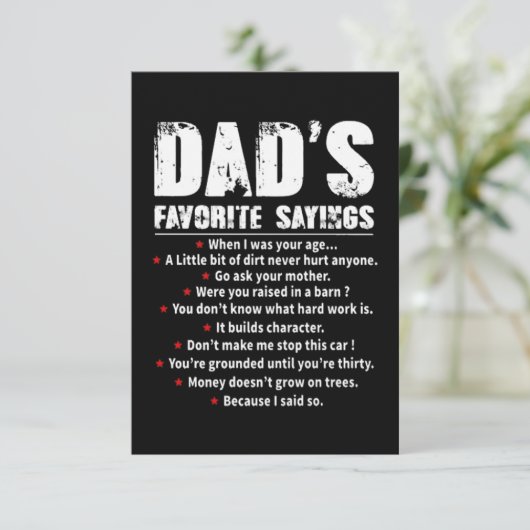 Vaters bevorzugte Redewendungen Karte (Stehend Vorderseite)