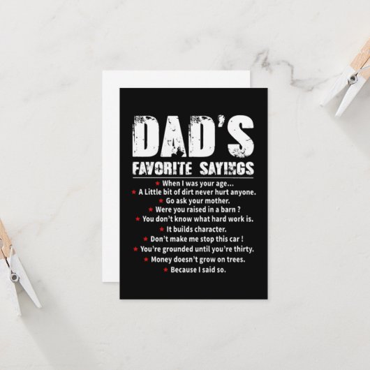 Vaters bevorzugte Redewendungen Karte (Vorderseite/Rückseite Beispiel)