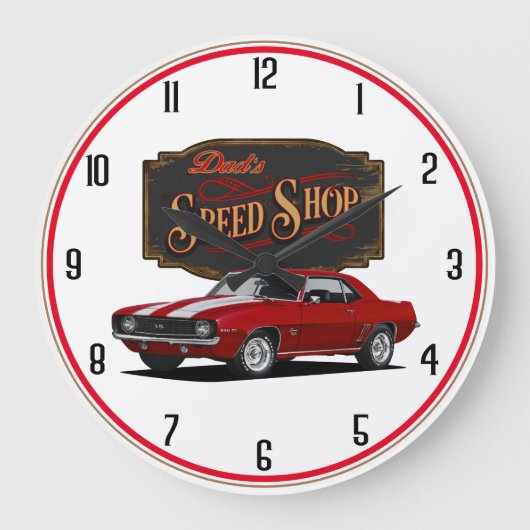 Vaters Camaro Speed Shop Große Wanduhr (Vorderseite)