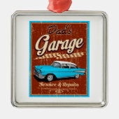 Vaters Custom Blue Garage Ornament Aus Metall (Vorne)