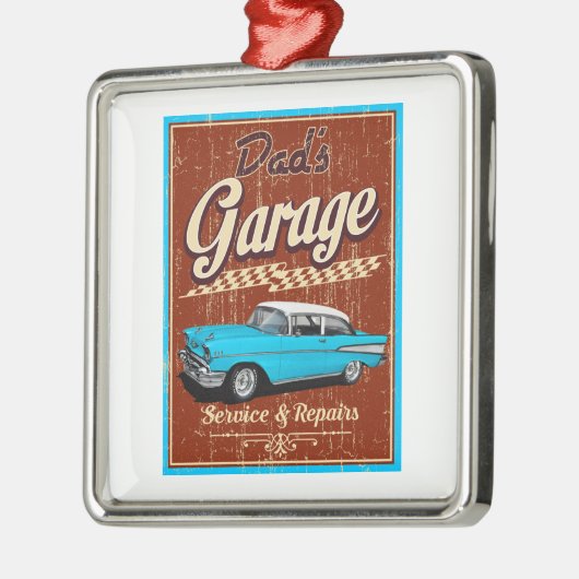 Vaters Custom Blue Garage Ornament Aus Metall (Links)