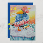 VATER'S DAY FUNNY GREETINGS CARD. DANKESKARTE (Vorne/Hinten)