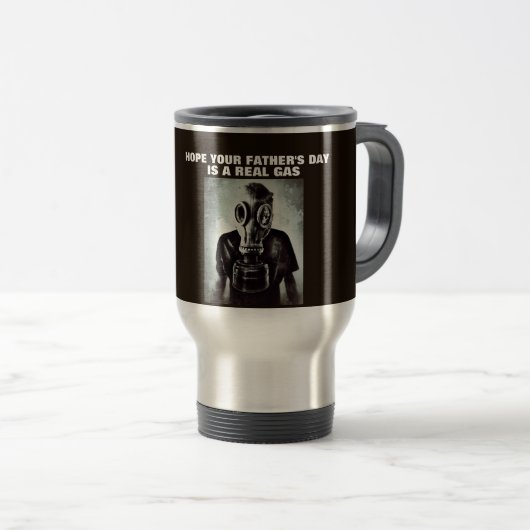 VATER'S DAY GAS MASK REISE COFFEE MUG REISEBECHER (VorderseiteRechts)