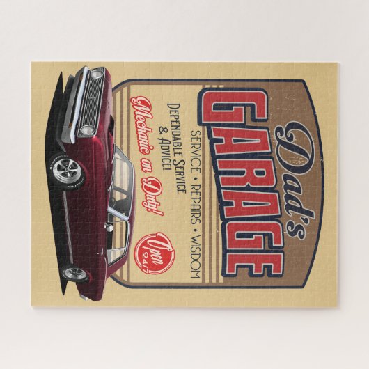 Vaters Falken Muscle Car Garage Jigsaw Puzzle (Horizontal)