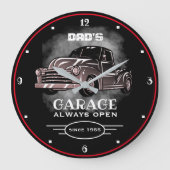 Vaters Garage Alle Namen öffnen Slogan immer schwa Große Wanduhr (Vorderseite)