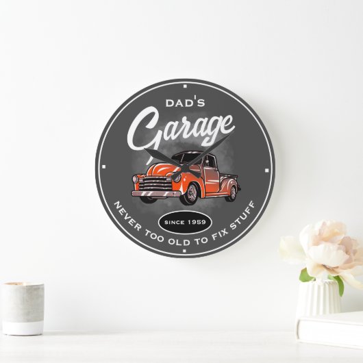Vaters Garage Alte Lkw Tools Grau Funny Slogan Große Wanduhr (Zuhause)