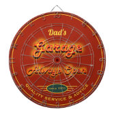 Vaters Garage-Imitate Neon Look Name Dunkelorange Dartscheibe (vorne)