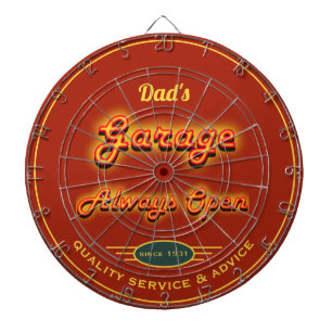 Vaters Garage-Imitate Neon Look Name Dunkelorange  Dartscheibe