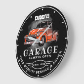 Vaters Garage Jeder Name immer öffnen Slogan 50er Große Wanduhr (Winkel)
