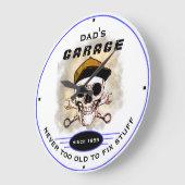 Vaters Garage nie zu alte Schädelwanzen blau Große Wanduhr (Winkel)