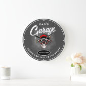 Vaters Garage Old Skull Tools Gray Funny Slogan Große Wanduhr (Zuhause)