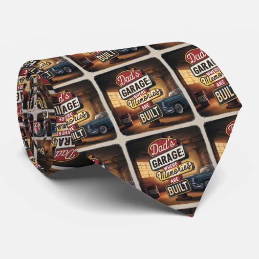 Vaters Garage Retro Vintages Autozeichen Krawatte (Gerollt)