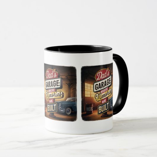 Vaters Garage Retro Vintages Autozeichen Tasse (VorderseiteRechts)