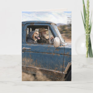 Vaters Geburtstag alter blauer Lastwagen mit Hund Karte