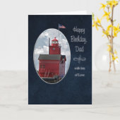 Vaters Geburtstag Michigan Red Lighthouse Karte (Gelbe Blume)