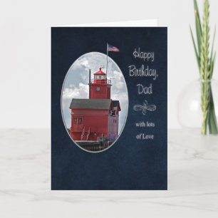 Vaters Geburtstag Michigan Red Lighthouse Karte