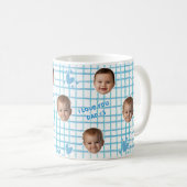 Vaters Geschenk Benutzerdefiniertes blaues Gingham Kaffeetasse (VorderseiteRechts)