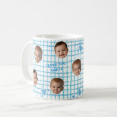 Vaters Geschenk Benutzerdefiniertes blaues Gingham Kaffeetasse (Vorderseite Links)