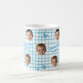 Vaters Geschenk Benutzerdefiniertes blaues Gingham Kaffeetasse (Mittel)