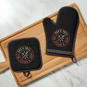 Vaters Grill Personalisiertes Jahr etabliert Ofenhandschuh & Topflappen-Set