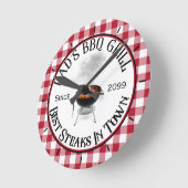 Vaters GRILLEN Grill Beste Steaks in der Stadt Runde Wanduhr (Winkel)