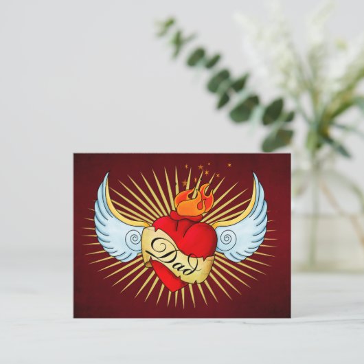 Vaters Herz Postkarte (Stehend Vorderseite)