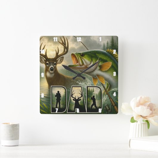 Vaters Hirschjagd Quadratische Wanduhr (Zuhause)