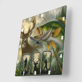 Vaters Hirschjagd Quadratische Wanduhr (Winkel)