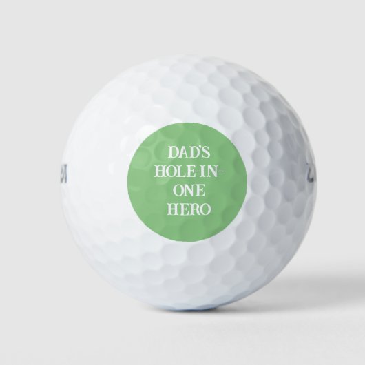 Vaters Hole-in-One-Helden-Initialen Grün und Weiß Golfball (Vorderseite)