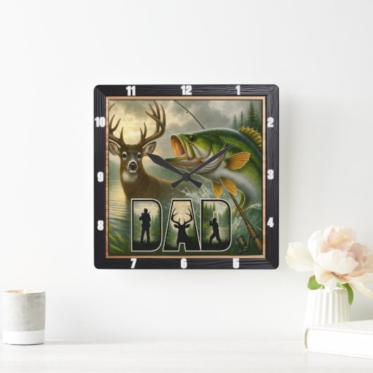 Vaters Jagdwild Quadratische Wanduhr (Zuhause)