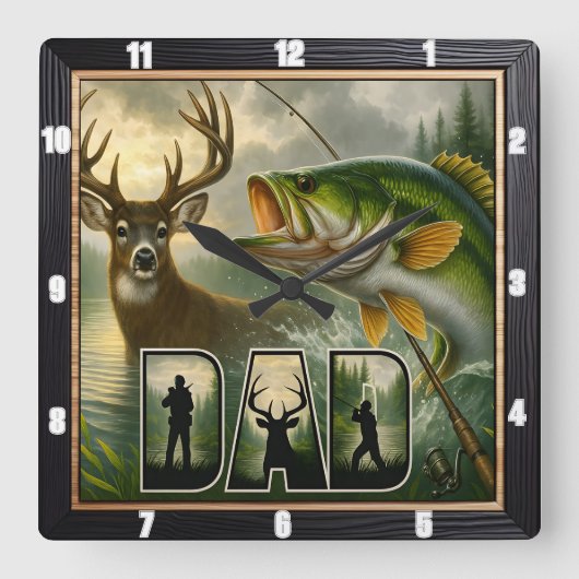 Vaters Jagdwild Quadratische Wanduhr (Vorderseite)