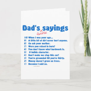 Vaters Lieblingssprüche als Geschenk für ihn. Karte
