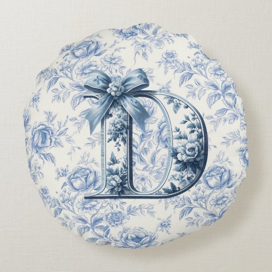Vaters Light Blue Chinoiserie Round Pillow Rundes Kissen (Rückseite)