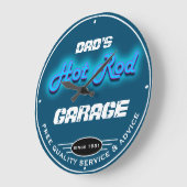 Vaters oder irgendein Name Garage Blue Imitats Neo Große Wanduhr (Winkel)