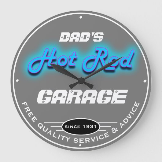 Vaters oder irgendeine Namensgarage Grau Imitate N Große Wanduhr (Vorderseite)