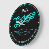 Vaters oder irgendeine Namensgarage Retro Aqua und Große Wanduhr (Winkel)